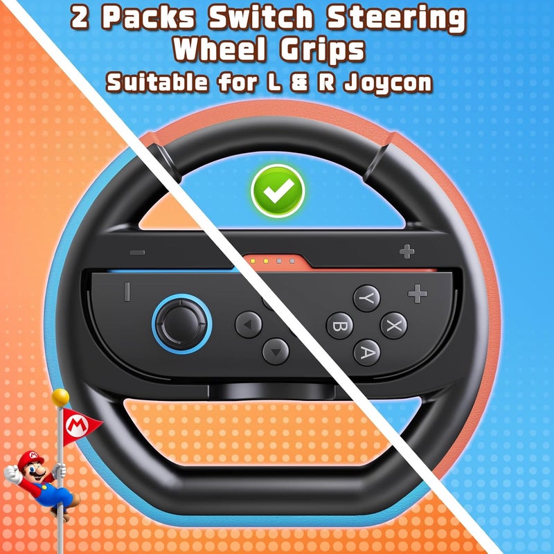 Deruitu 2 Packs Steering Wheels Compatible with Nintendo Switch 2 Controller, Switch 2 Racing Wheels Controller Accessories for Mario Kart World - Image 3